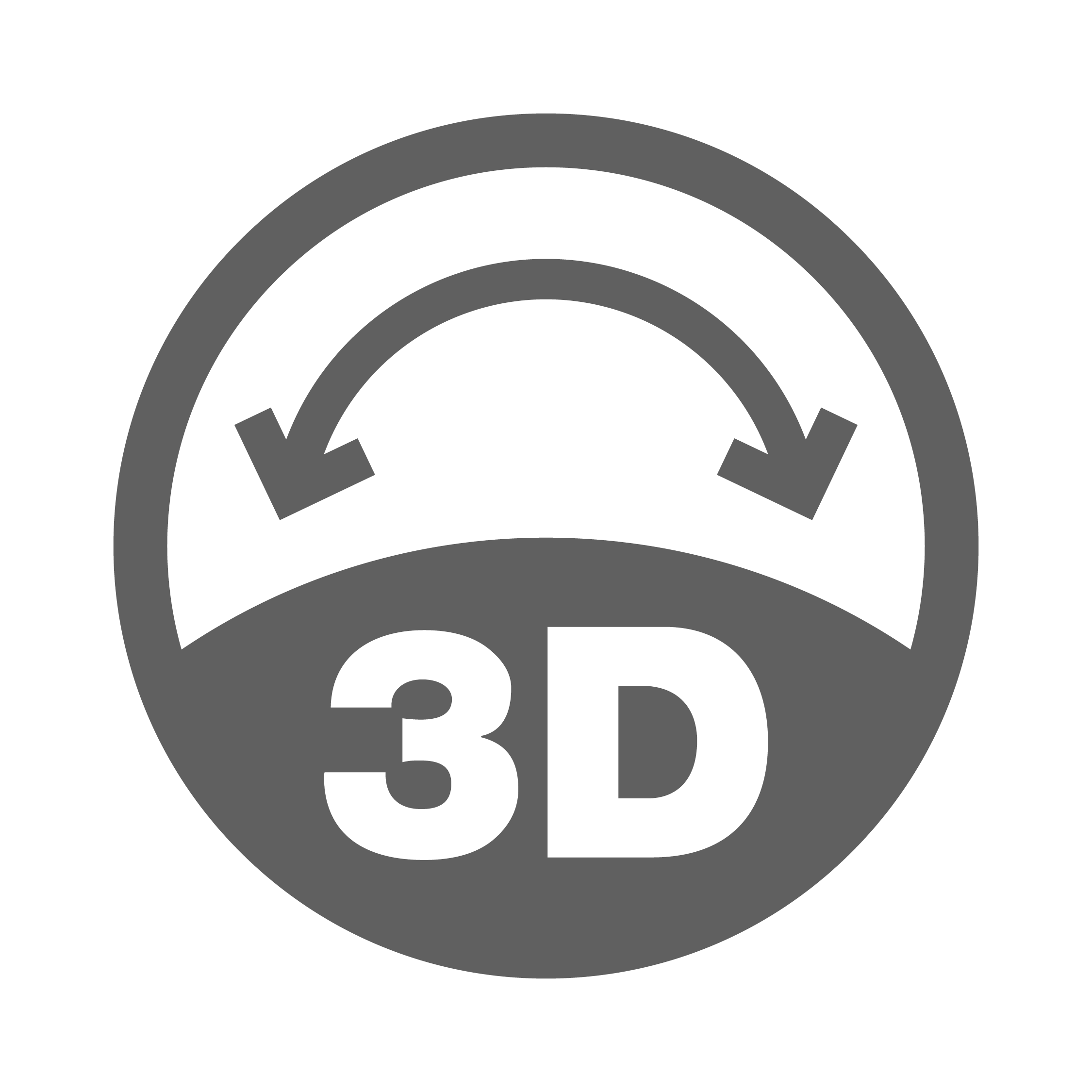 3D icon with a curved double arrow above the 3D text.