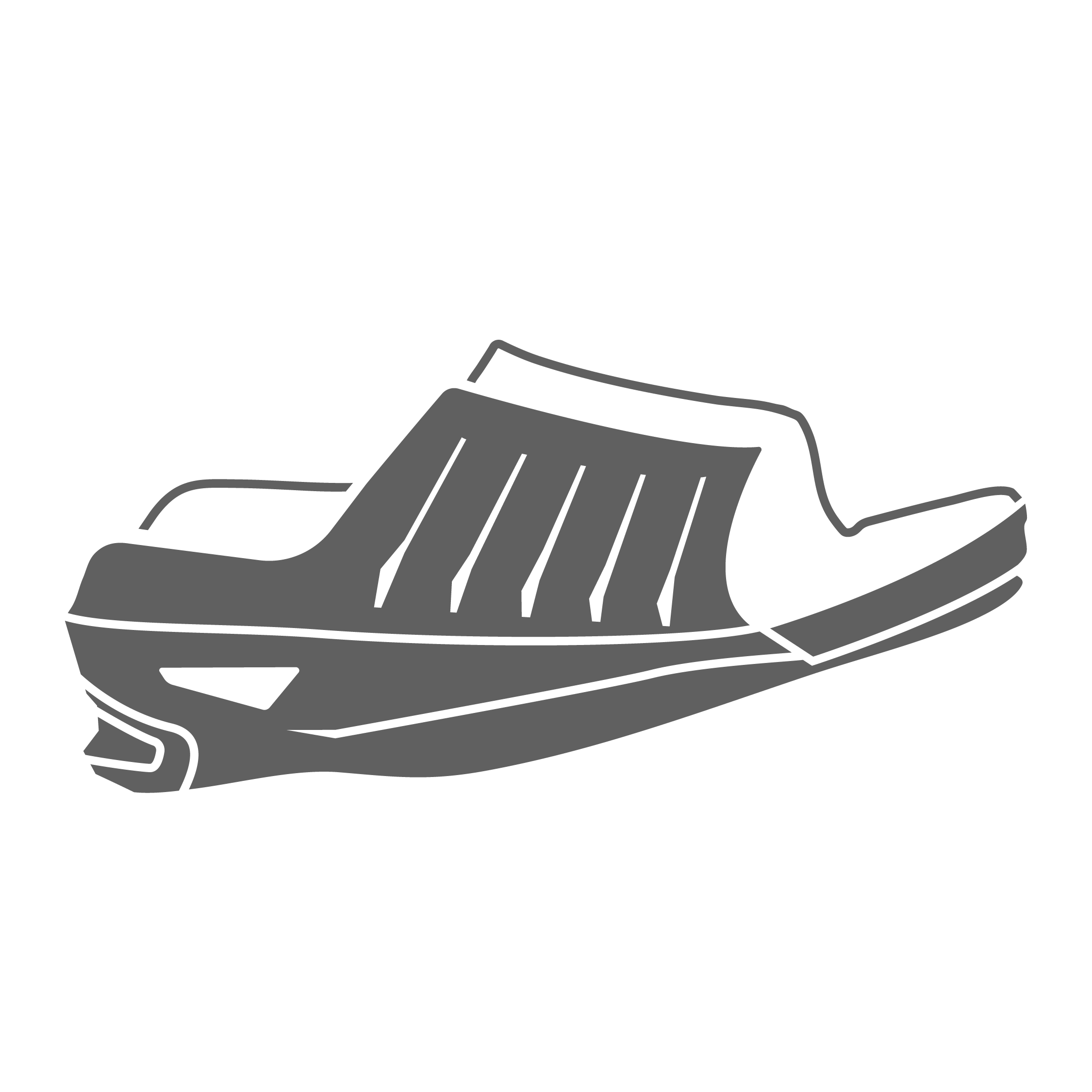Illustration of a modern, sporty sandal design in grayscale.