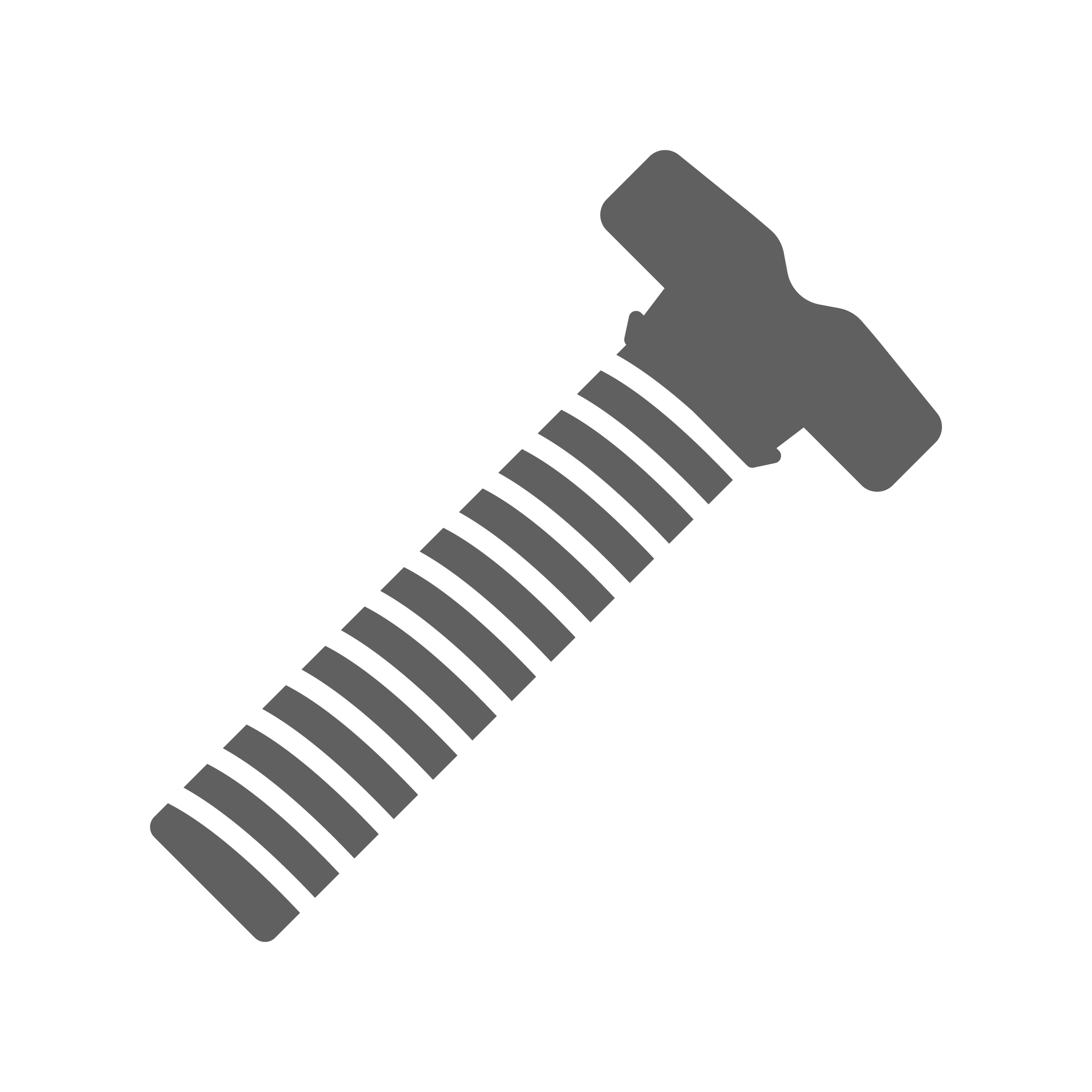 Illustration of a gray bolt with a hexagonal head on a black background.