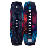 Top and base of Venice 2023 wakeboard, HYPERLITE text, vibrant patterns, and Variable Edge Design.