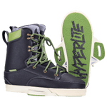 Codyak Binding 2023: Black & green boots with camo, a pro liner, and patterned soles.