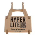 Wooden Foil Display Stand with QR code, Vessels of Amusement, ESTD. 1991.