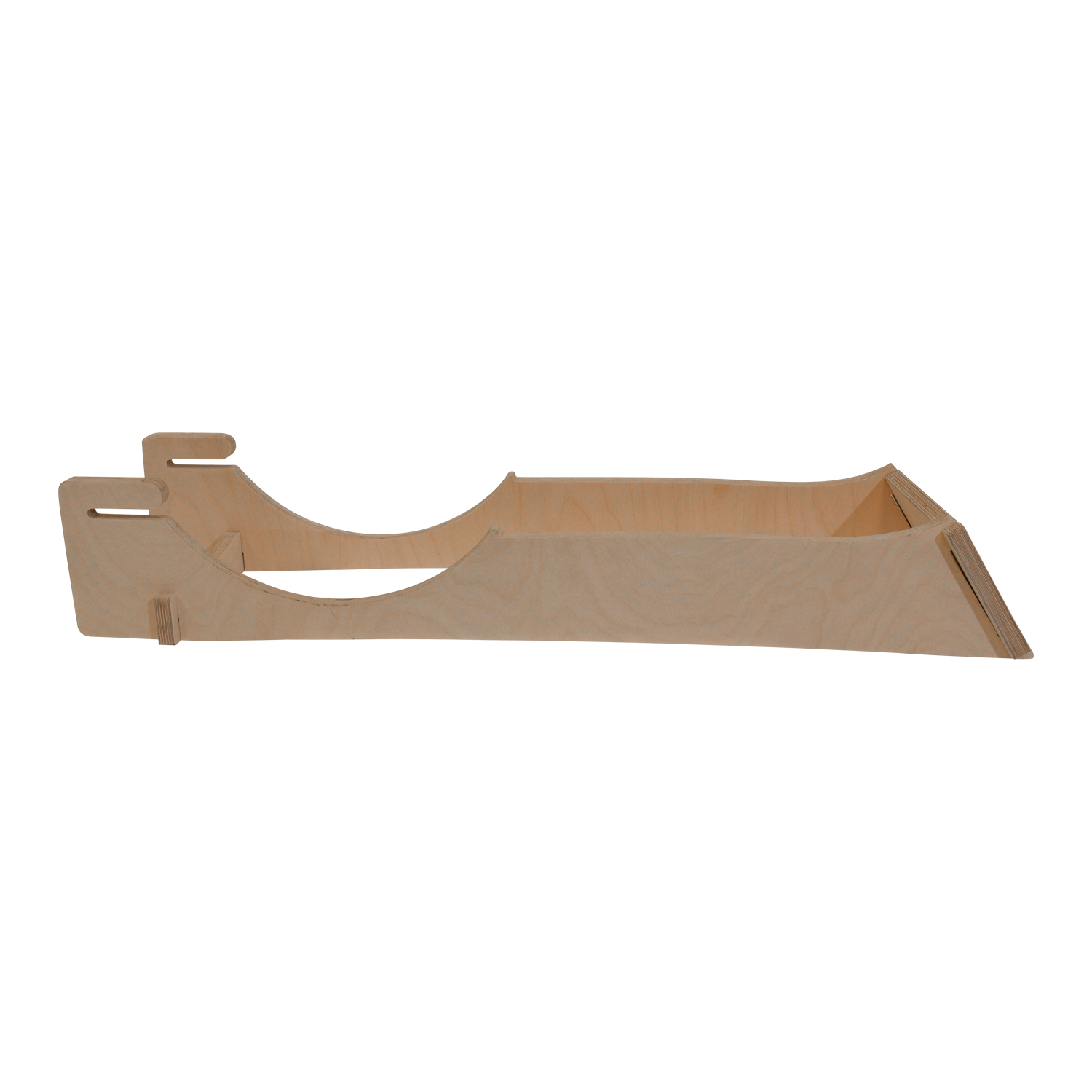 Unfinished wooden magazine holder serving as a Foil Display Stand.