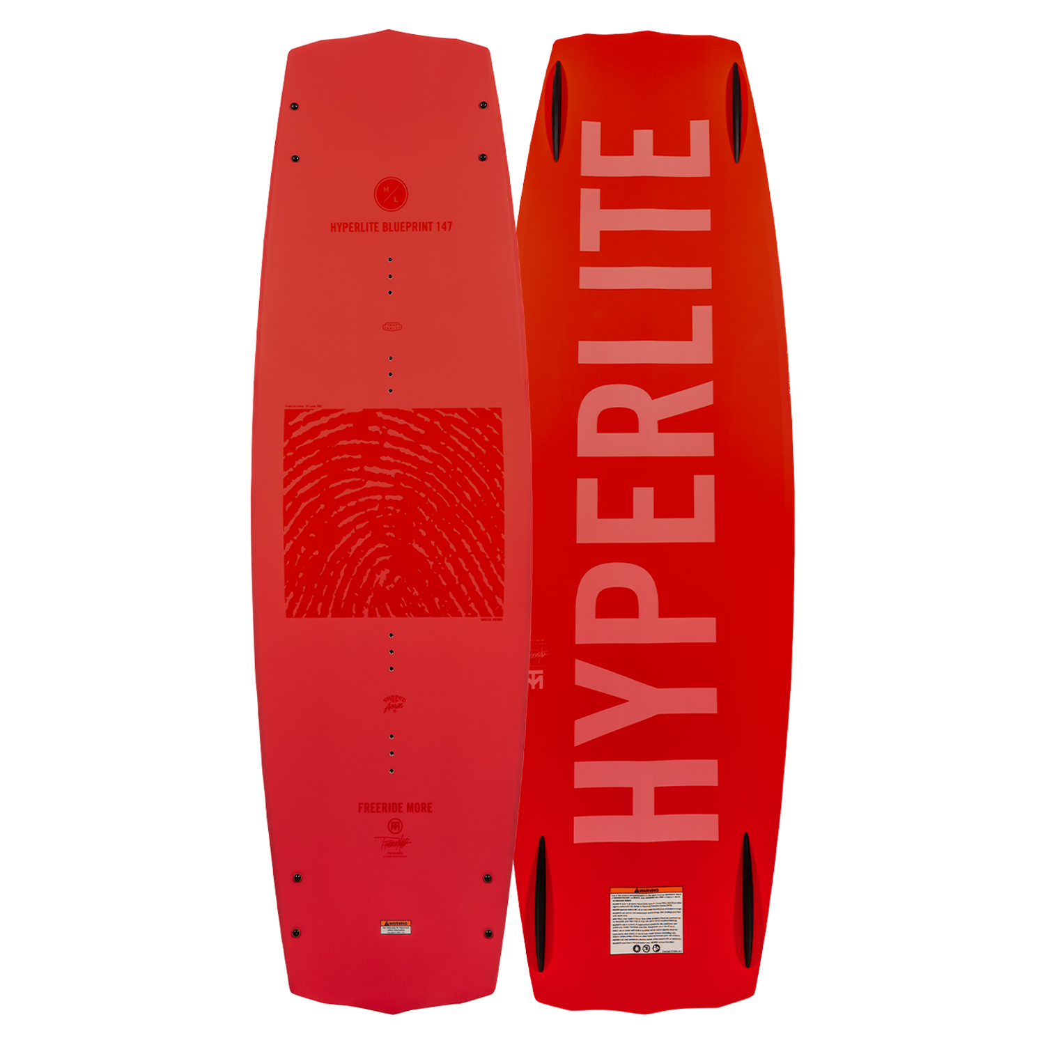 Red Blueprint wakeboard with logo/designs, ensures the softest landing.