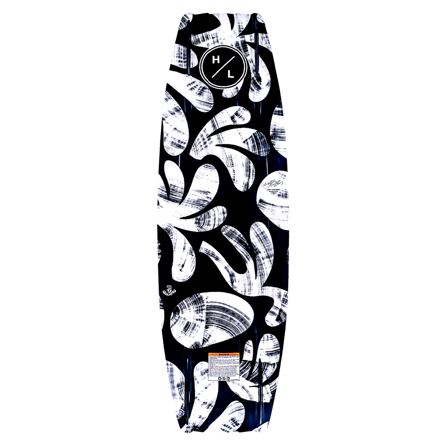 Capitol wakeboard with a black and white abstract leaf pattern.