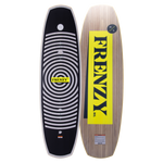 Top and base of the FRENZY: one black circular, the other FRENZY wood-grain with Woodlite Core.