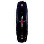 Journey wakeboard, black with pink/white graphics of a flower, winged heart & Satin Flex.