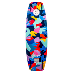 Prizm wakeboard with abstract multicolored hand patterns and logo at the top.