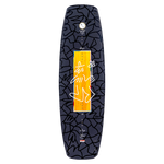 The Prizm wakeboard with abstract black patterns and an orange rectangle is perfect for fans.
