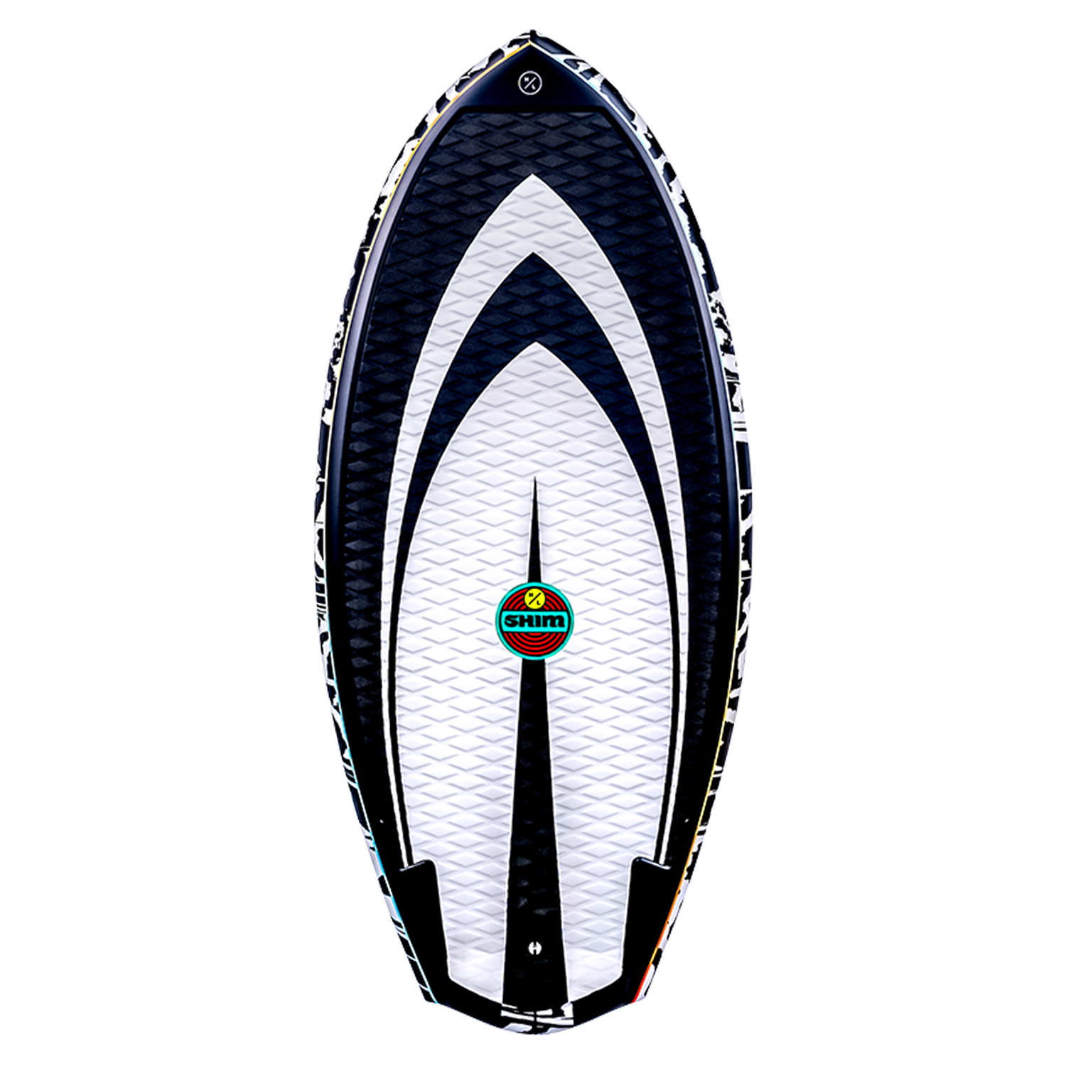 Shim Jr.: Black & white wakeboard, geometric patterns, EPS Core.