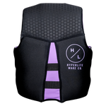 Black and purple Ambition life jacket by Hyperlite with True Flex Technology logo front.