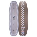 Checkered wakeboard with logos and Wizardstick text design.