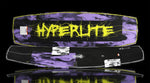 Angled bottom and top view of Blueprint wakeboard with large yellow Hyperlite logo.