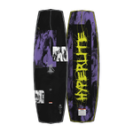 Top and bottom view of Blueprint wakeboard with abstract purple, black, and white design.