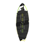 Top view of Broadcast wakesurf board with black traction pad and logo details.