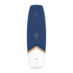 Top view of Murray wakeboard featuring blue deck with gold and white geometric design.