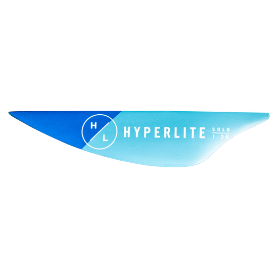 Side view of Solo Skim Fin in two-tone blue with logo and 1.25 size marking.