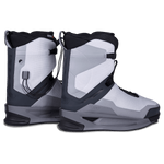 Side view of gray & black wakeboard boots with ZER02 Binding.