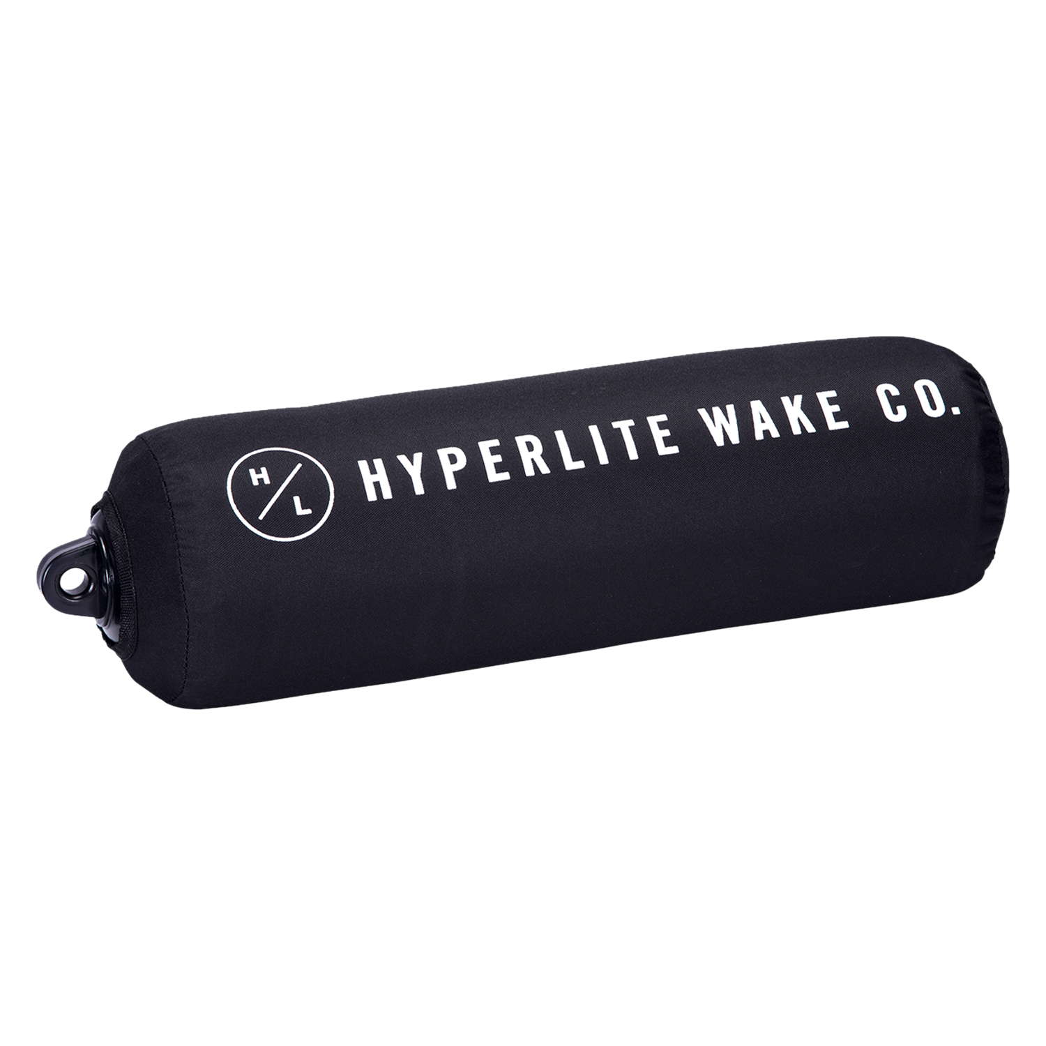 Black Hyperlite Wake Co. cylindrical bag for Boat Bumper, with logo and loop.