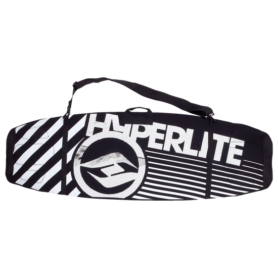 Black & white Rubber Wrap bag with bold logo, striped design, and Velcro closure.