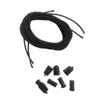 Black Binding Laces with 6 plastic cord locks, perfect for securing.