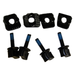 Black screws and threaded plates in an M6 Thumbscrew Hardware Kit.