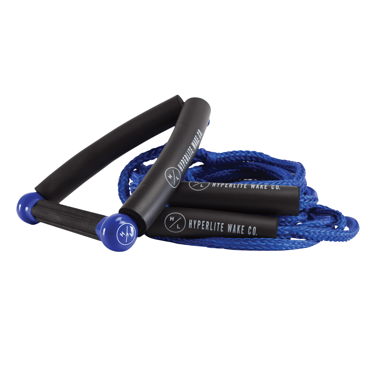 Blue surf rope with handle, black grip, and brand logo.