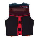 Product: Boys Youth Indy CGA Vest, black/red with colorful stripes for water safety.