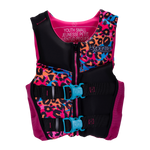 Girls Youth Indy Vest - Small with leopard print and pink, blue buckles.