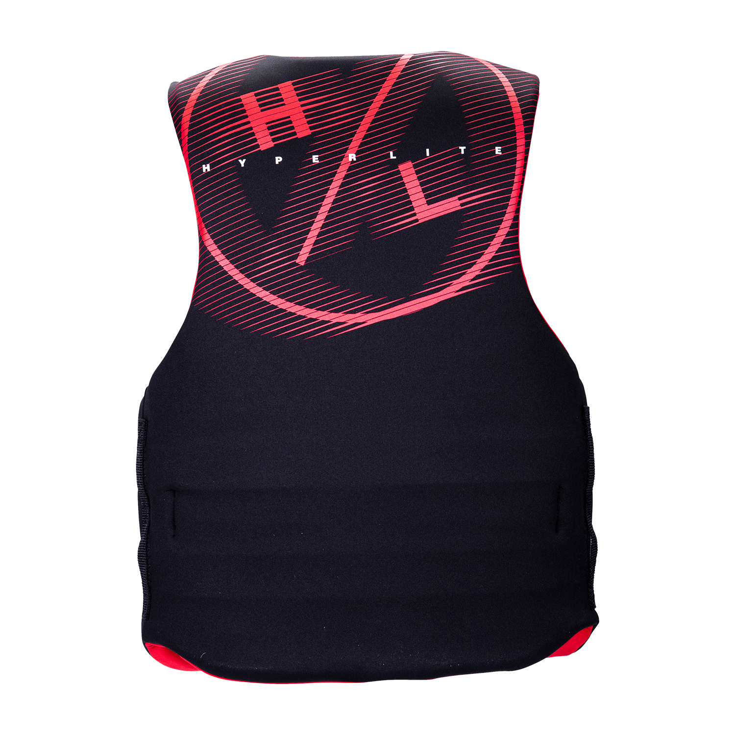 Mens Indy USCG Approved red Hyperlite life vest with logo on back.