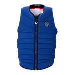 Ripsaw Jacket: Blue padded vest with front zipper, chest logo, impact protection for wakeboarders.