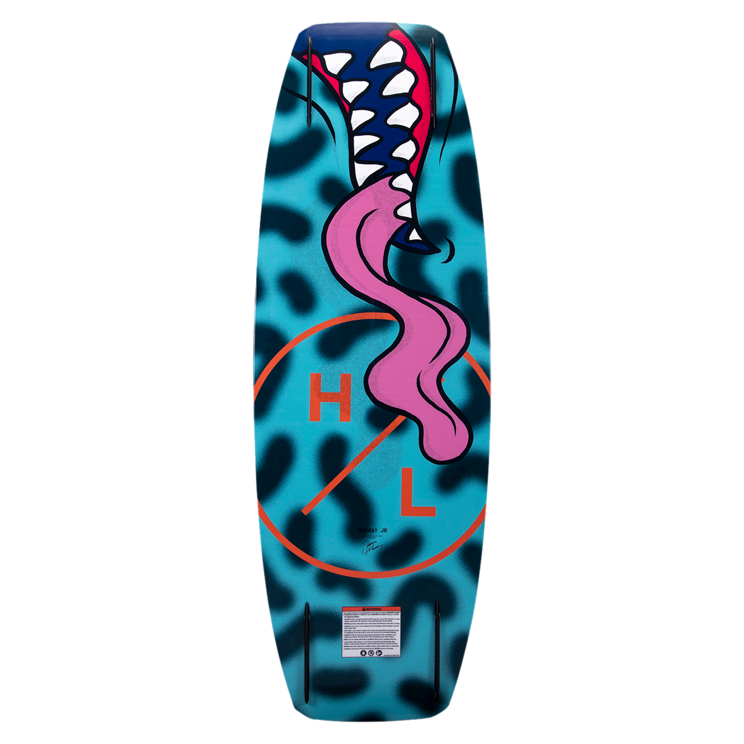 Murray Jr.: Blue leopard print wakeboard with pink tongue and a 3-stage rocker.