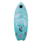 Frother 2.0: A turquoise wakeboard with twin fins and a cartoon character graphic.