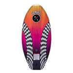 Gromcast: A vibrant kids wakeboard with a gradient checkered design for wakesurfing fun.
