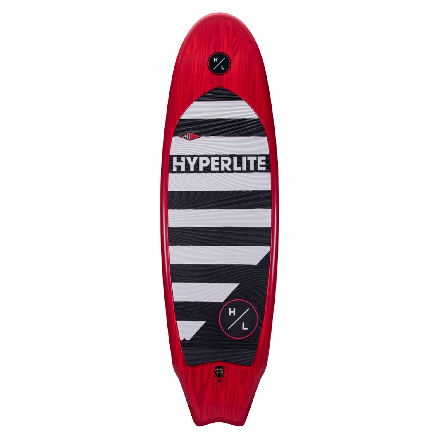 Red and black striped Landlock board with HYPERLITE logo.