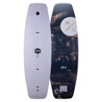 One white logo, one forest-themed H/L logo, both on the ATV 2023 wakeboard with E-Core.