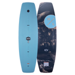 Top and base of wakeboard, blue and forest designs with E-Core, showcased: ATV 2023.