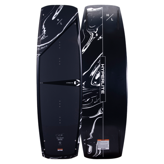 Top and base of Cryptic 2023 Hyperlite wakeboard with swirling patterns and variable edge design.
