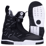 Gooey Boot 2023: Black/white snowboard boots with lace system and textured soles.