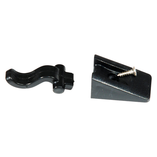 Top view of the iSUP Elevation I Fin Lock and Set Screw showing black lock piece and wedge.