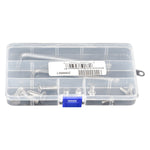 Top view of the Aluminum Foil Mast Hardware Kit with clear case closed and hardware visible inside.