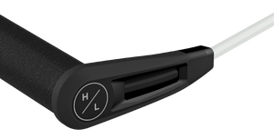 Close-up of Pro T-Handle hairdryer nozzle with Anti-Roll System and hot/cold switch.