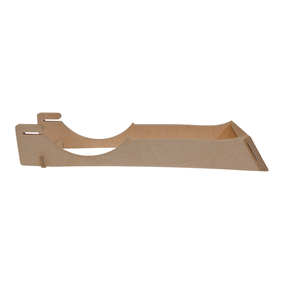 Unfinished wooden magazine holder serving as a Foil Display Stand.