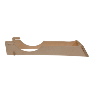 Unfinished wooden magazine holder serving as a Foil Display Stand.