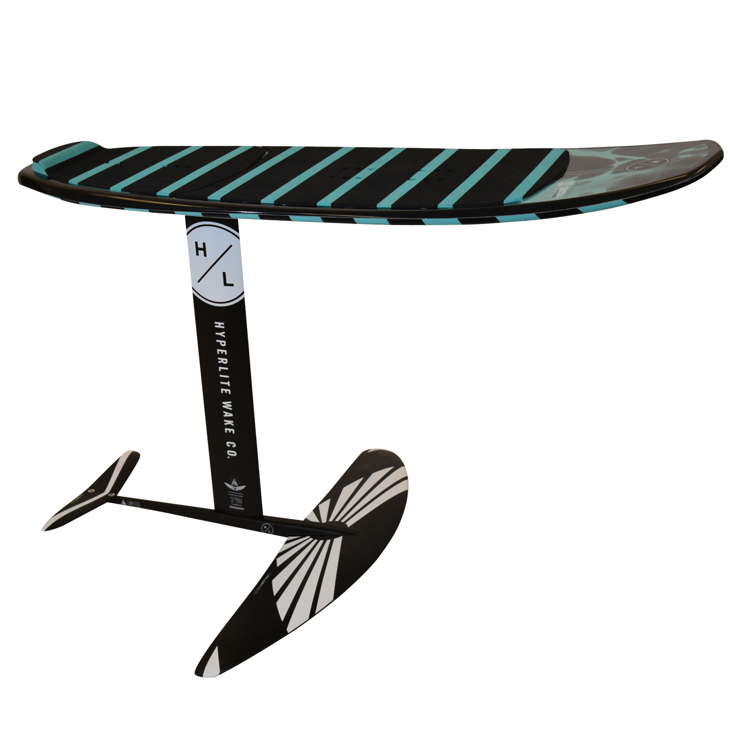 Shuttle Falcon Foil Kit: black/teal with a striped wing design & trainer mast.