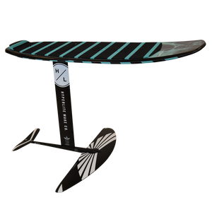 Shuttle Falcon Foil Kit: black/teal with a striped wing design & trainer mast.