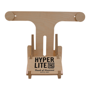 Wake& Surf Display Stand with Hyperlite logo and QR code on the base.