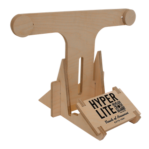 Wake& Surf Display Stand with QR code and Vessel of Amusement EST. 1981 text.