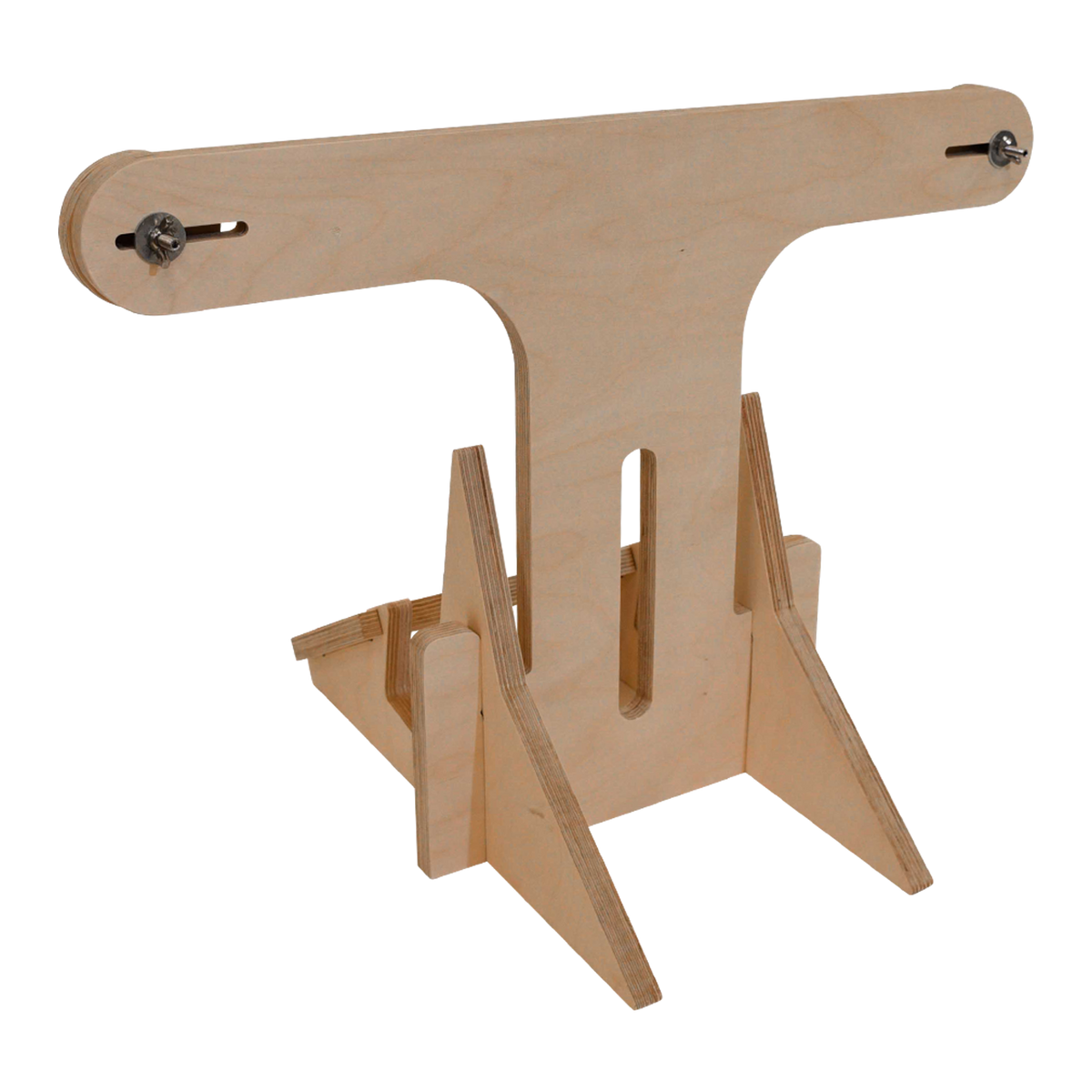 Wake& Surf Display Stand with notches and a T-shaped top.