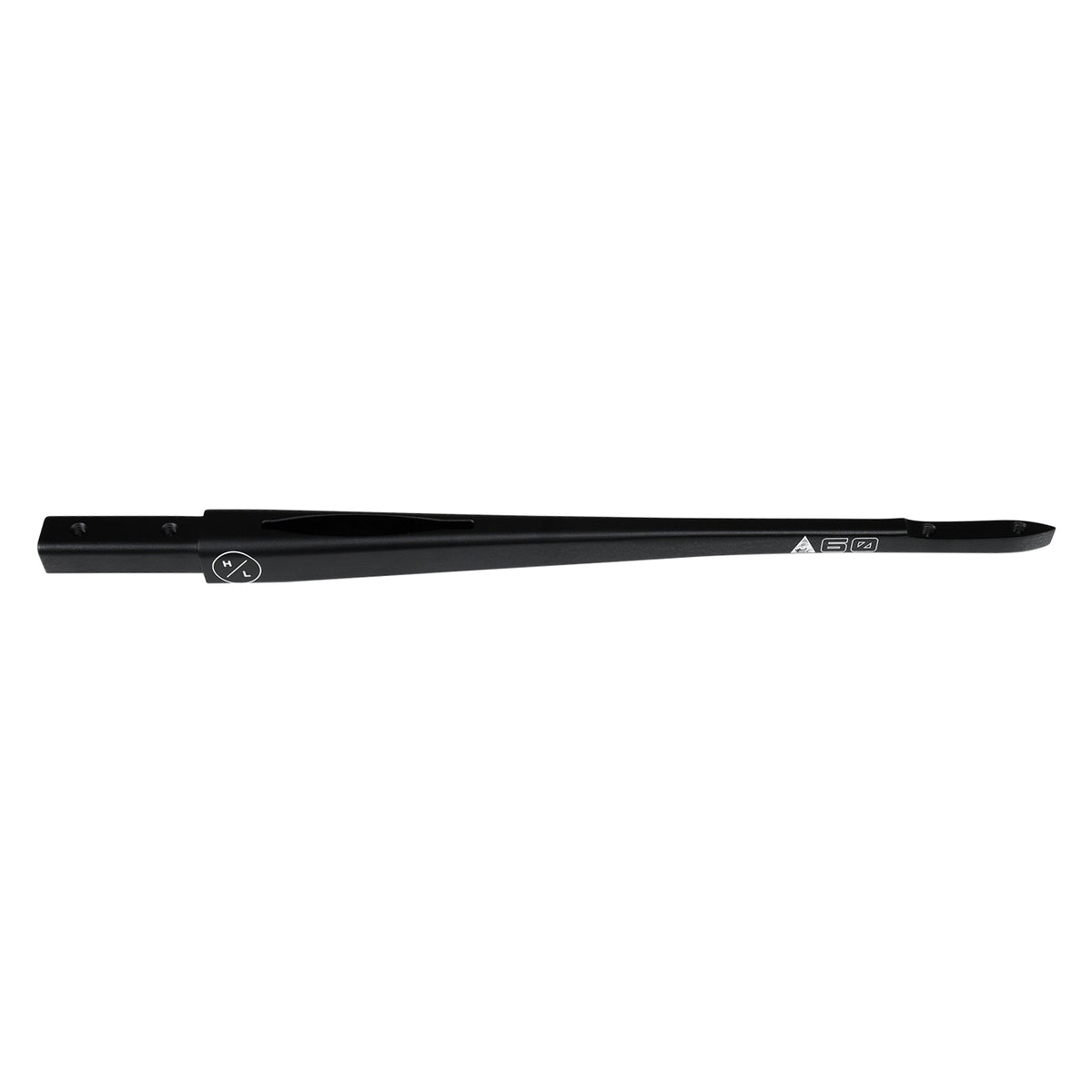 Side view of the 56cm Fuselage for Aluminum Mast with a slim black tapered design and small logos.